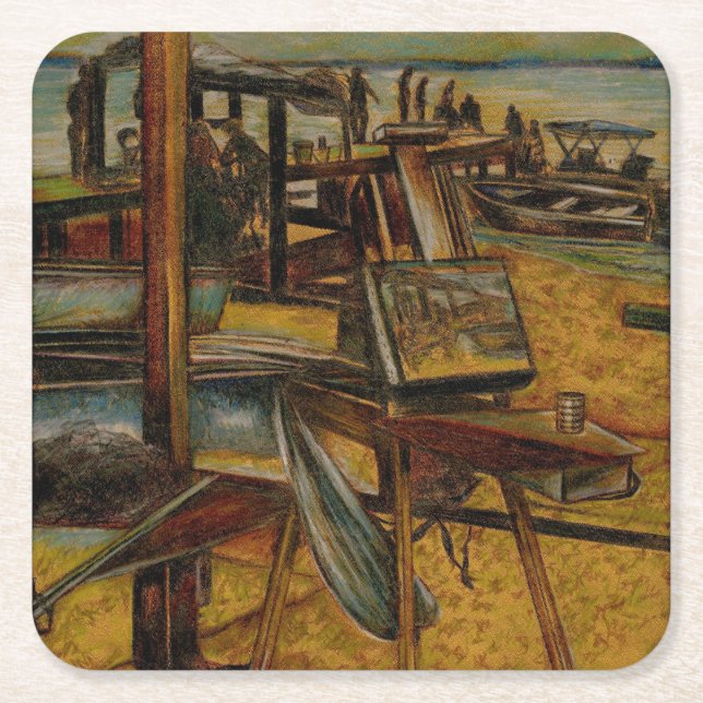 All Great Paintings Starts with One Brush Stoke Square Paper Coaster (Front)