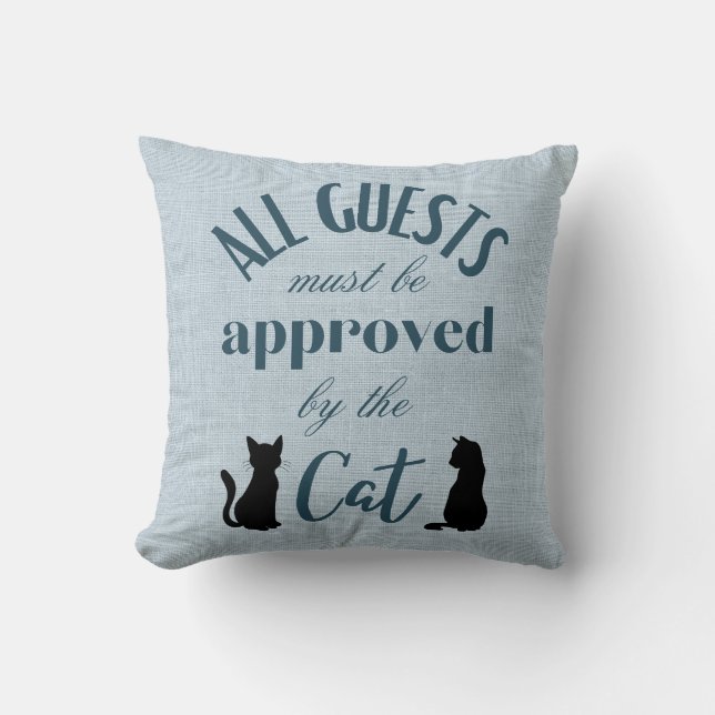 All Guest Blue Faux Linen Cushion (Front)