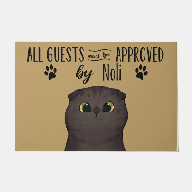  All Guests Must Be Approved By Cat, Customised Doormat (Front)