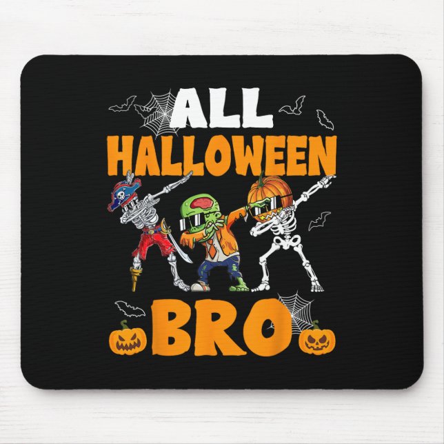 All Halloween Bro Dabbing Skeleton Jack O Lantern  Mouse Pad (Front)
