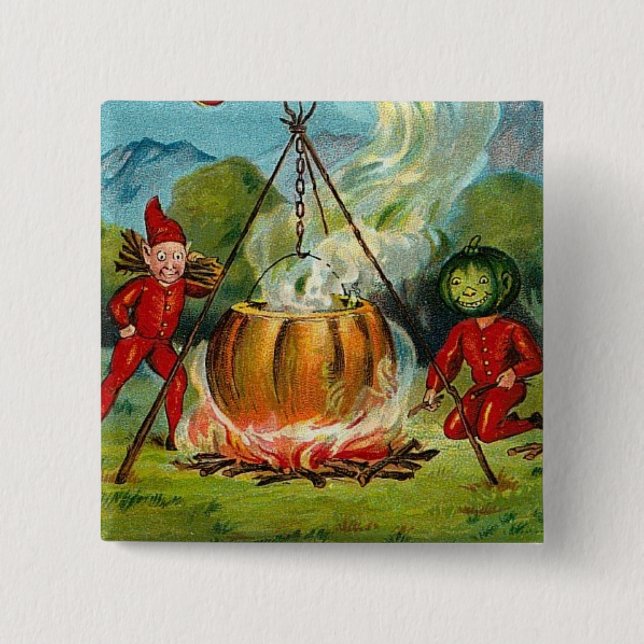 All Halloween Greetings Flying Witch 15 Cm Square Badge (Front)