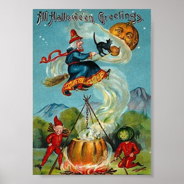 All Halloween Greetings Vintage Print (Front)