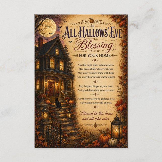 All Hallows’ Eve Halloween Home Blessing Card (Front)