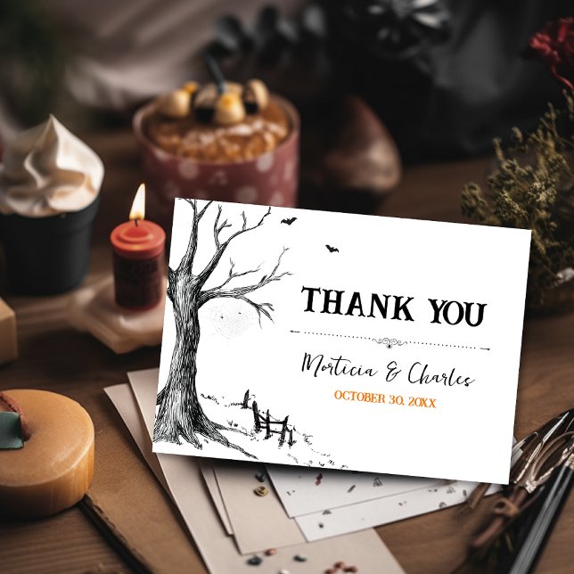 All Hallows Eve Halloween Tree Wedding Thank You Card (Creator Uploaded)