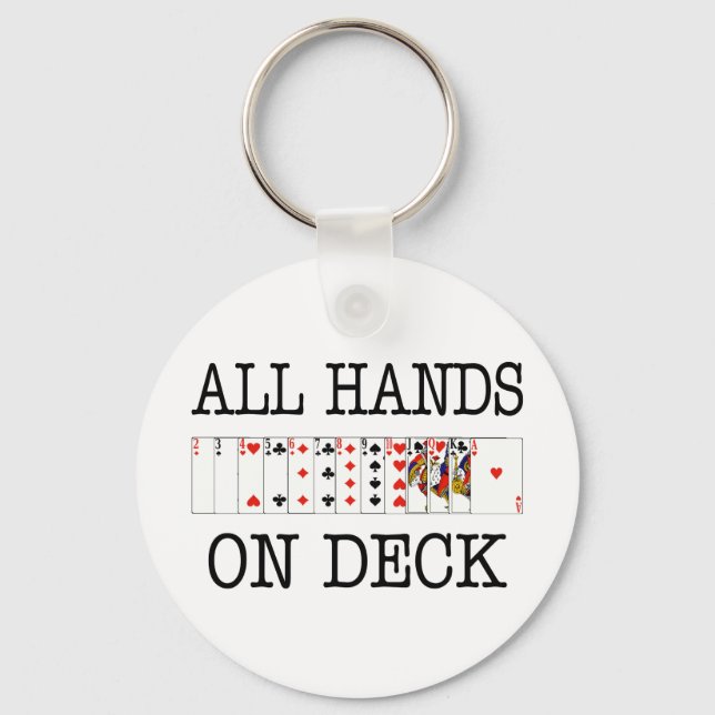 All Hands On Deck Playing Cards Key Ring (Front)