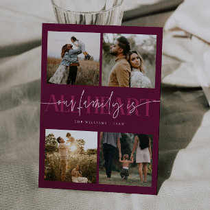 All Heart Cranberry Multi Photo Valentines Day  Holiday Card