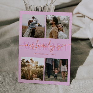 All Heart Orange Pink Multi Photo Valentines Day Holiday Card