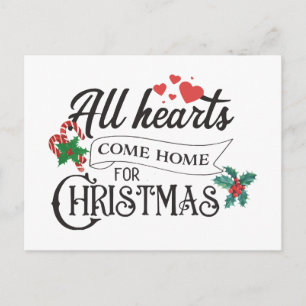 All hearts come home for Christmas Invitation Postcard