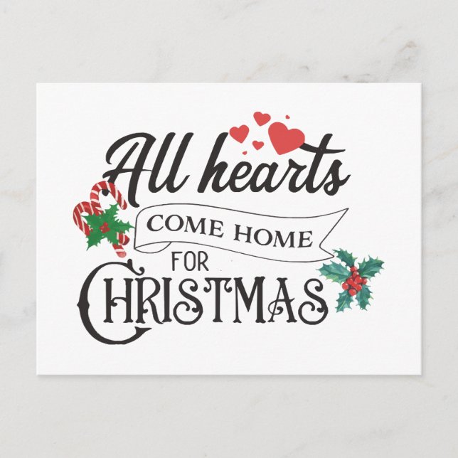 All hearts come home for Christmas Invitation Postcard (Front)