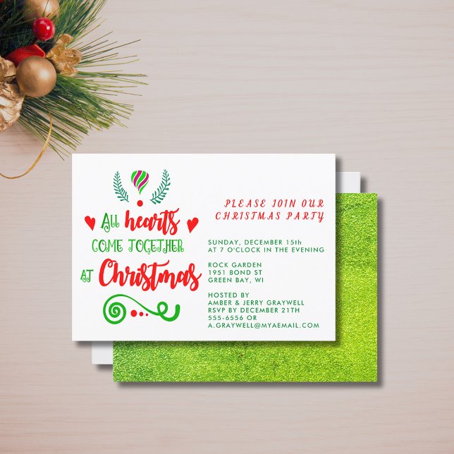 All Hearts Come Together At Christmas Holiday Invitation (All Hearts Come Together At Christmas Holiday Invitation)