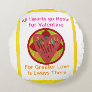 All Hearts go home double sided Round Cushion