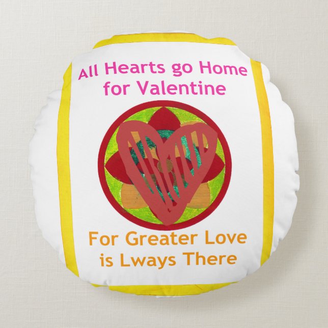 All Hearts go home double sided Round Cushion (Front)