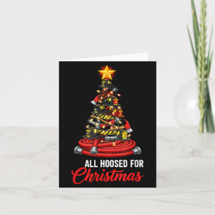 All Hoosed Christmas Firefighter Tree Shirt, Firem Card