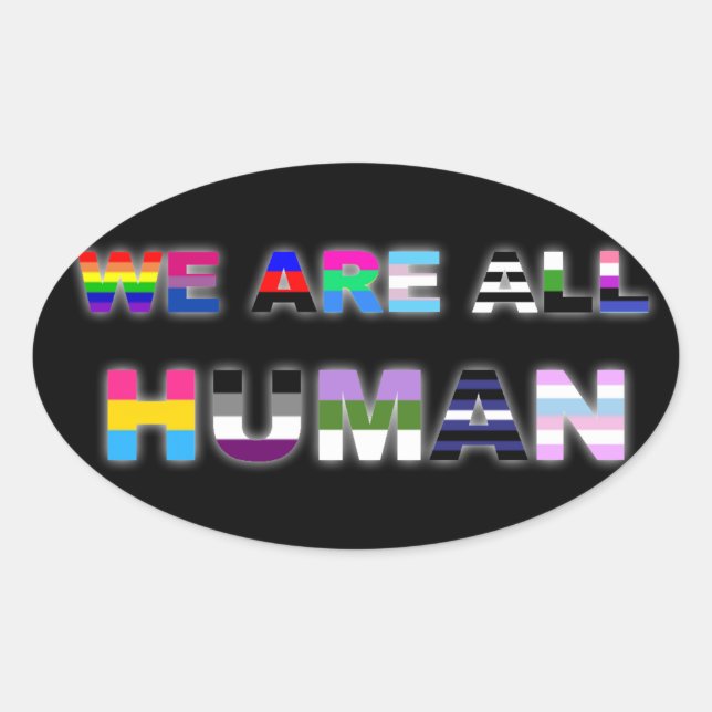 All Human Black Oval Sticker (Front)