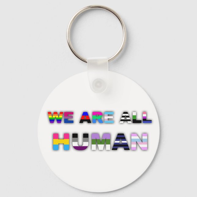 All Human White Key Ring (Front)
