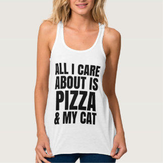 ALL I CARE ABOUT IS PIZZA & MY CAT Flowy Crop Tank