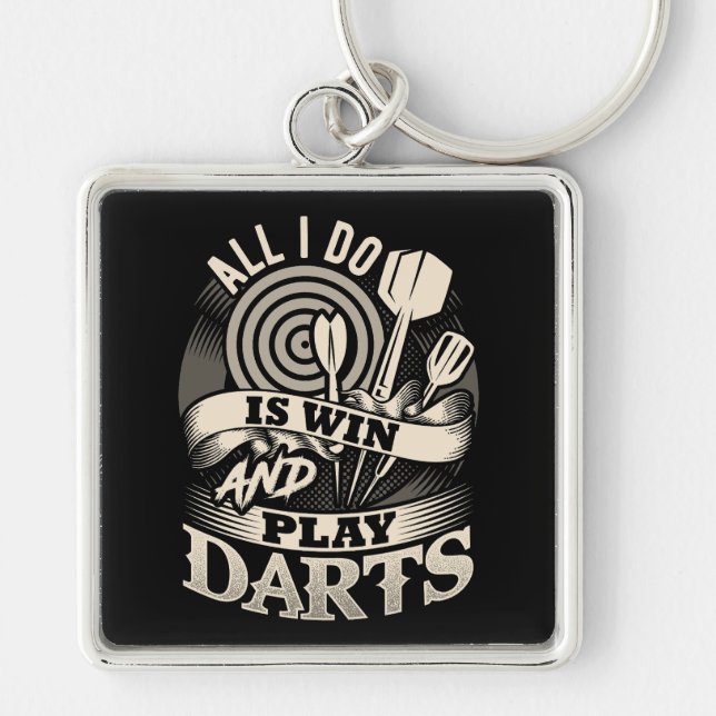 All I Do is Win and Play Darts Premium Key Ring (Front)