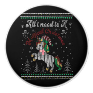 All I Need Is A Magical Christmas, Unicorn Christm Ceramic Knob