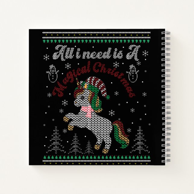 All I Need Is A Magical Christmas, Unicorn Notebook (Back)