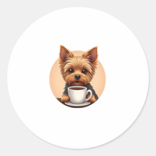 All I Need is Coffee and My Yorkie Classic Round Sticker