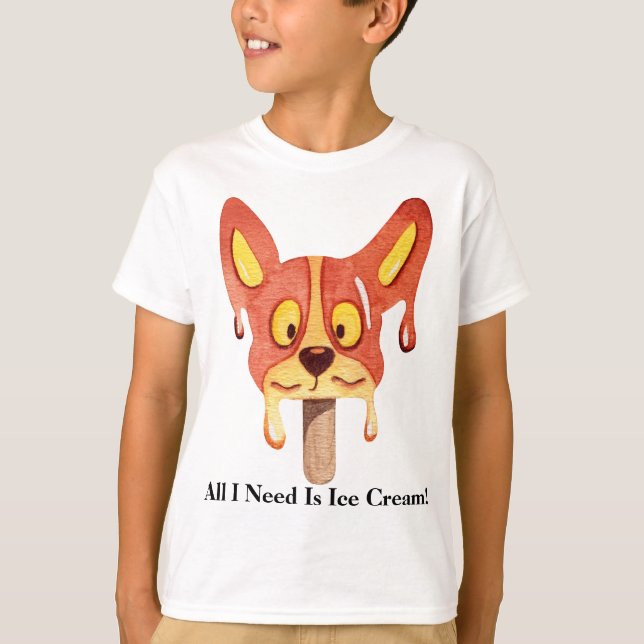 All I Need Is Ice Cream Boys White T shirt (Front)