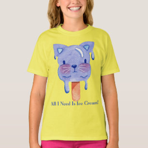 All I Need Is Ice Cream Girls Yellow T shirt