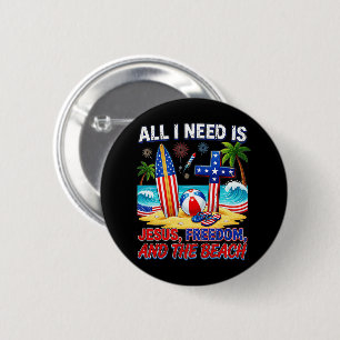 ALL I NEED IS JESUS 6 CM ROUND BADGE