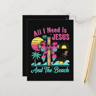 All I Need Is Jesus And The Beach Holiday Postcard