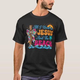 All I Need Is Jesus And The Beach Retro Christian T-Shirt