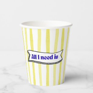 All I need is Jesus & Coffee - Yellow, Blue Paper Cups