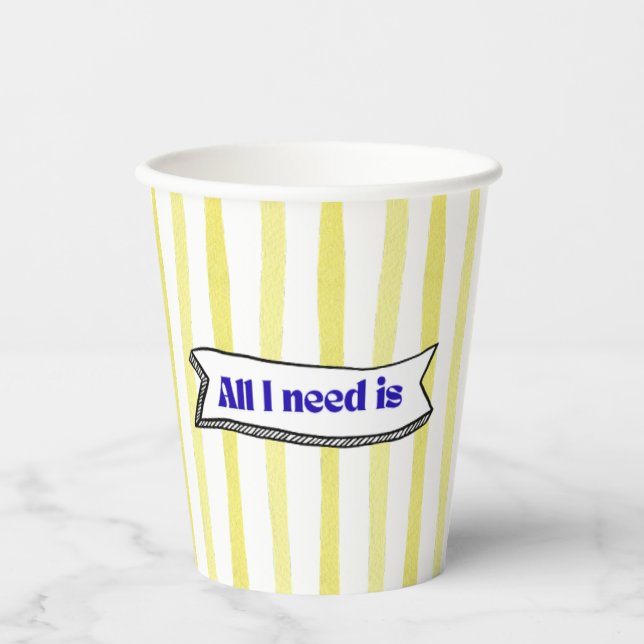 All I need is Jesus & Coffee - Yellow, Blue Paper Cups (Front)