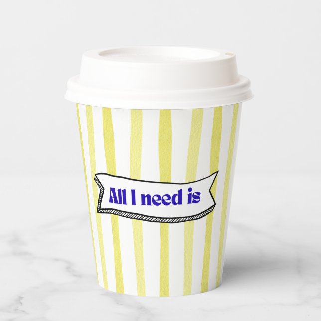 All I need is Jesus & Coffee - Yellow, Blue Paper Cups (Front)