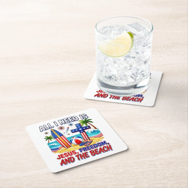 ALL I NEED IS JESUS SQUARE PAPER COASTER (Insitu)