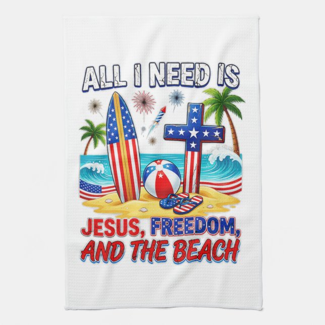 ALL I NEED IS JESUS TEA TOWEL (Vertical)