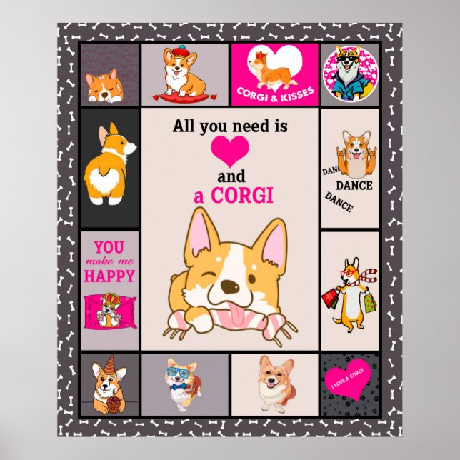 All I Need Is Love And Corgi Poster (Front)