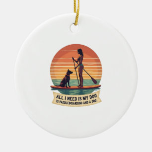 All I Need Is My Dog and Paddleboarding Vintage Re Ceramic Tree Decoration
