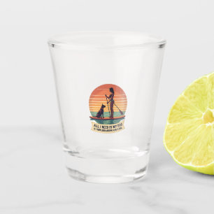 All I Need Is My Dog and Paddleboarding Vintage Re Shot Glass
