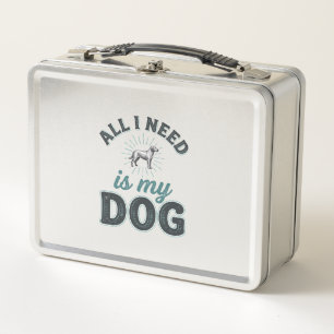 All I Need Is My Dog Vintage Engraving Dog Lover D Metal Lunch Box