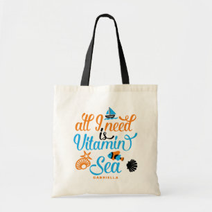 All I Need is Vitamin Sea Summer Pun Personalised Tote Bag