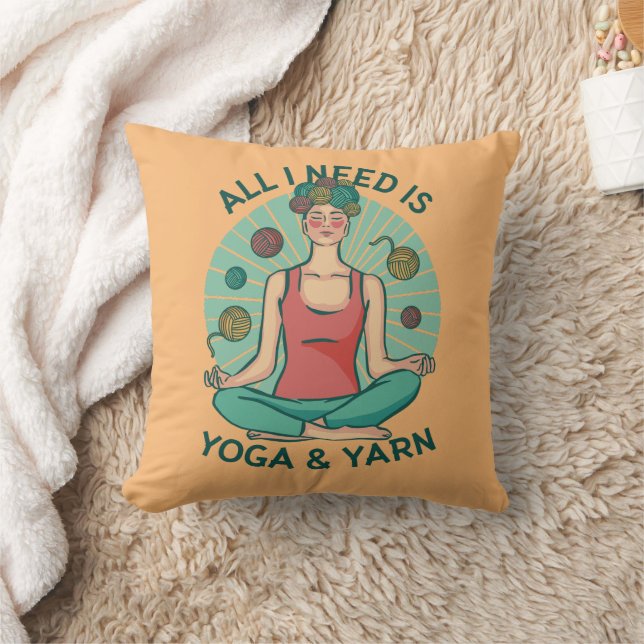 All I need is Yoga and Yarne Phrase Cushion (Blanket)
