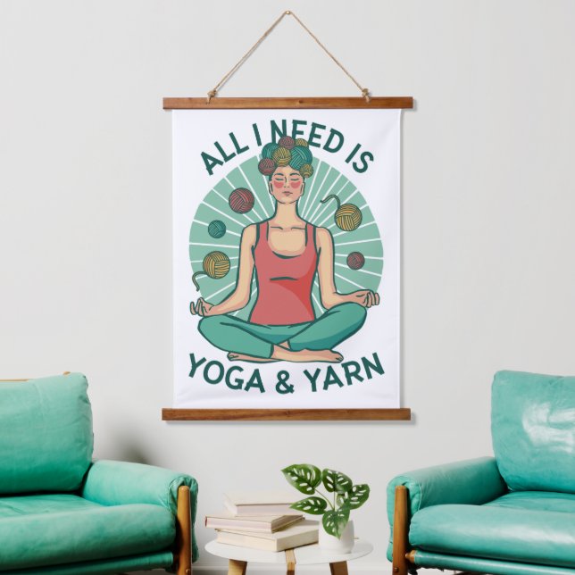All I need is Yoga and Yarne Phrase Hanging Tapestry (Living Room)
