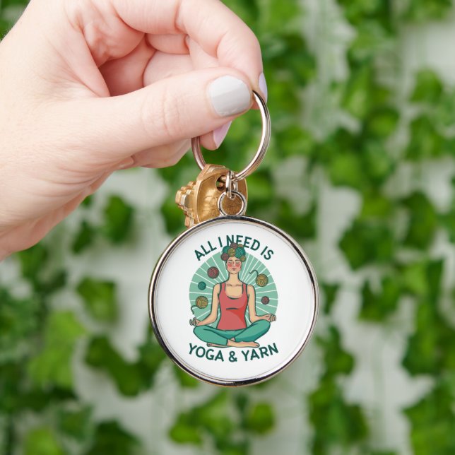 All I need is Yoga and Yarne Phrase Key Ring (Hand)