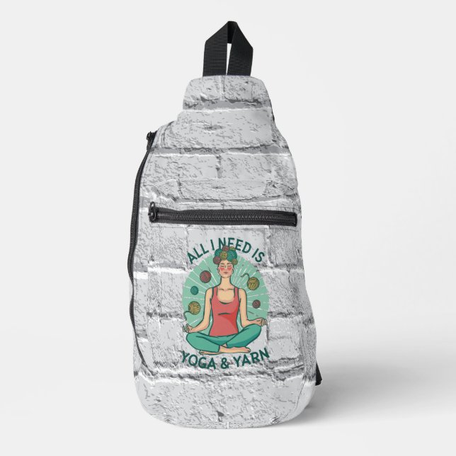 All I need is Yoga and Yarne Phrase Sling Bag (Front)