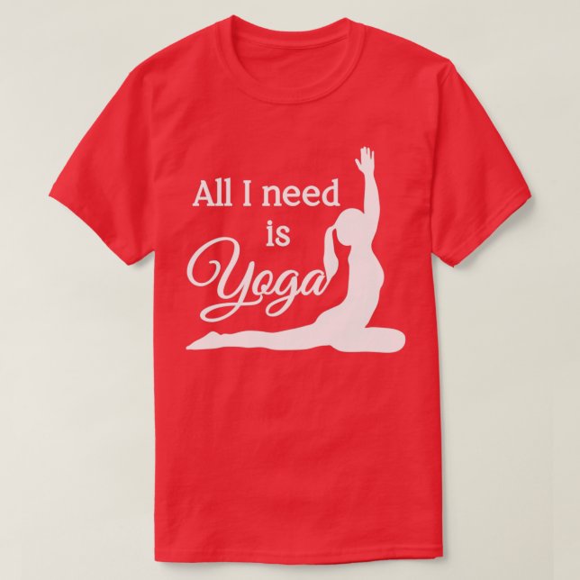 All I Need is Yoga White Cyan T-Shirt (Design Front)
