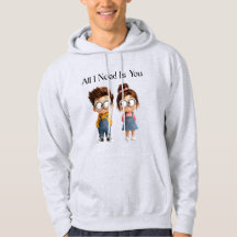 All I need Is You | Cute Cartoon Boy & Girl Lookin