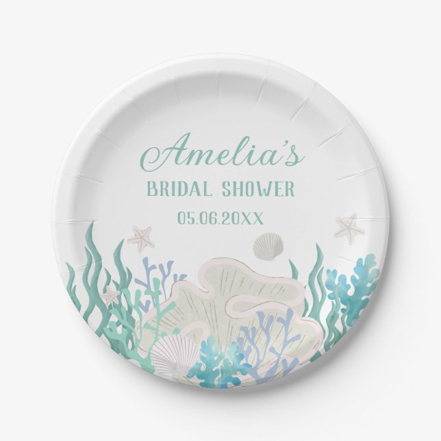 All I Sea Is Love Beach Ocean Bridal Shower Paper Plate (Front)