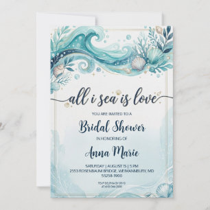 all i sea is love bridal shower invitations