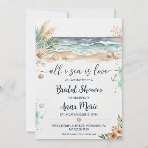 all i sea is love bridal shower invitations