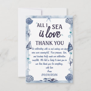 all I Sea Is Love Bridal Shower Watercolor Thank You Card