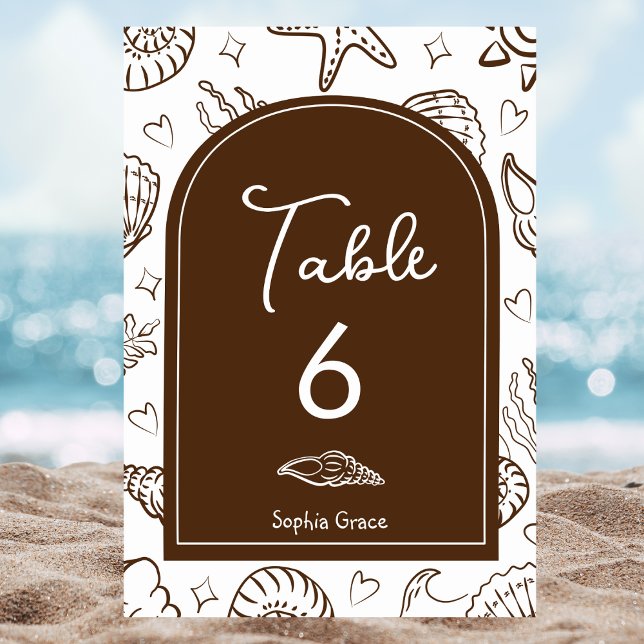 All I Sea is Love Brown Seashells Table Number (Creator Uploaded)